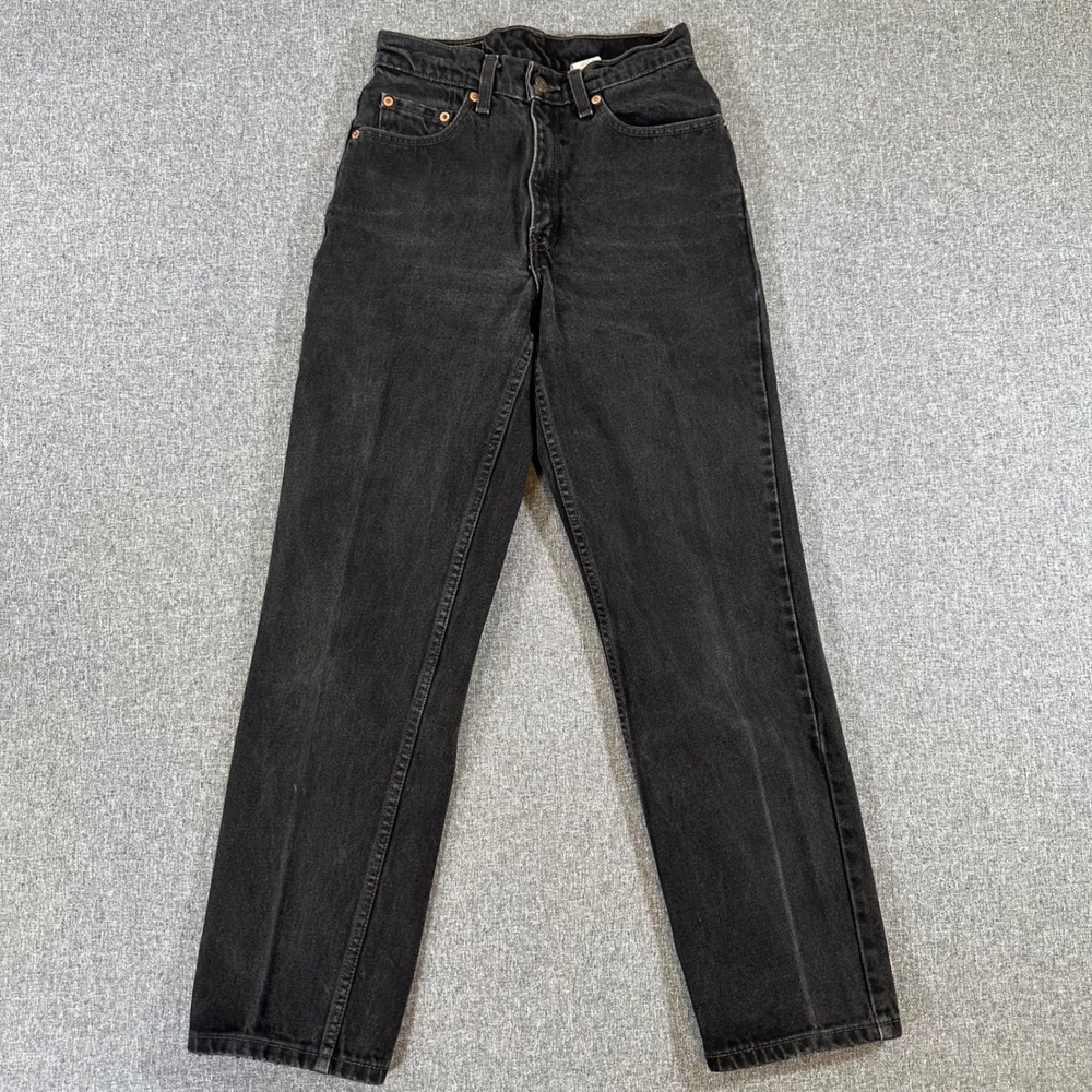Vintage Levis 512 Slim Fit Straight Leg Jeans Black High Waist Denim Womens 4 S
